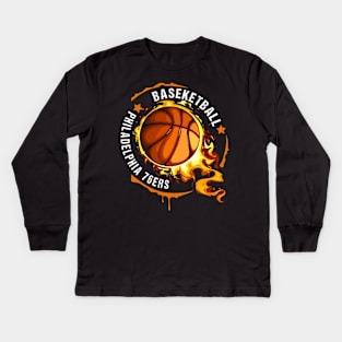 Graphic Basketball Name Philadelphia Classic Styles Team Kids Long Sleeve T-Shirt